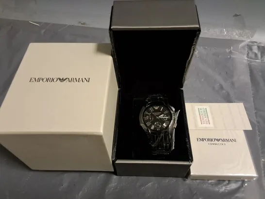 EMPORIO ARMANI CERAMICA STAINLESS STEEL ALL BLACK GENTS WATCH IN BOX