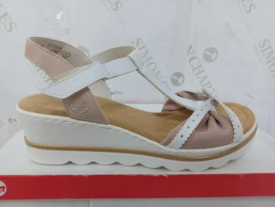 BOXED PAIR OF RIEKER WHITE/PINK SANDAL - SIZE 6.5