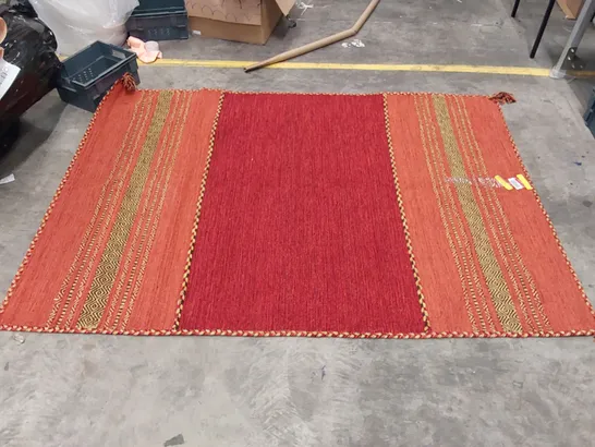 BELYNDA HANDWOVEN FLATWEAVE COTTON RED/ORANGE/YELLOW RUG - 230 X 160CM