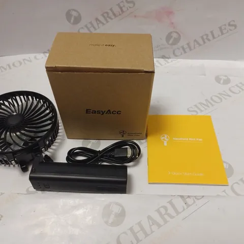 BOXED HANDHELD HOME/OFFICE/TRAVEL FAN WITH USB CABLE AND INSTRUCTIONS