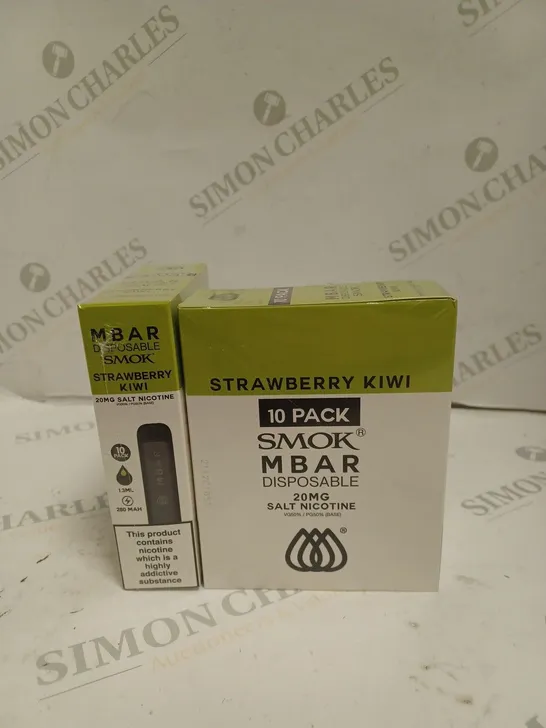 BOXED 1 PACK OF 10 SMOK M BAR DISPOSABLE VAPES - STRAWBERRY KIWI. 