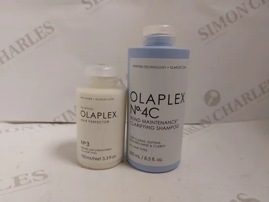 2 OLAPLEX ITEMS TO INCLUDE NO.4C BOND MAINTENANCE SHAMPOO AND NO.3 REPAIR AND STRENGTHENER