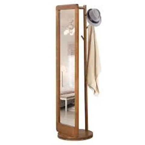 BOXED COSTWAY 2-IN-1 ROTATING COAT STAND WITH FULL LENGTH MIRROR