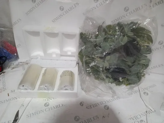 BOXED HOME REFLECTIONS 3 IN 1 FLAMELESS CANDLE WITH WREATH SET - SAGE