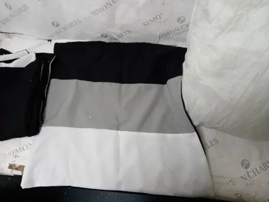 LOT OF 4 PILLOW AND PILLOW CASES IN BLACK WHITE AND GREY 