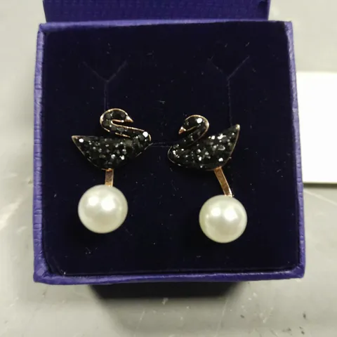 SWAROVSKI SWAN THEMED EARRINGS IN BOX