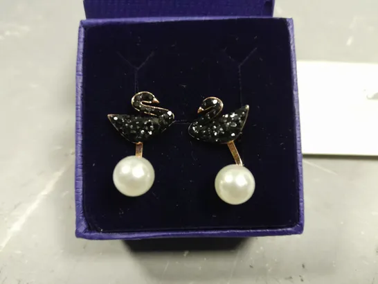 SWAROVSKI SWAN THEMED EARRINGS IN BOX