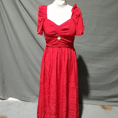 NOBODY'S CHILD TULIP CHIFFON MIDAXI DRESS IN RED SIZE 8