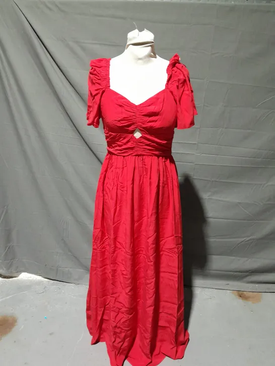 NOBODY'S CHILD TULIP CHIFFON MIDAXI DRESS IN RED SIZE 8