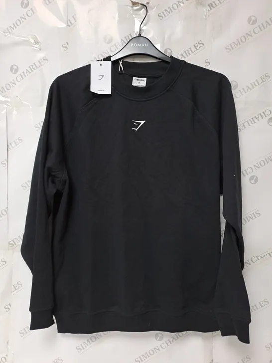 GYMSHARK FLEECE SWEATSHIRT IN BLACK SIZE M 