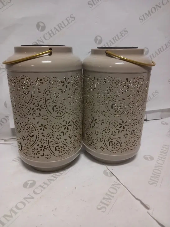 GARDEN REFLECTIONS SET OF 2 PATTERNED SOLAR LANTERNS, PAISLEY