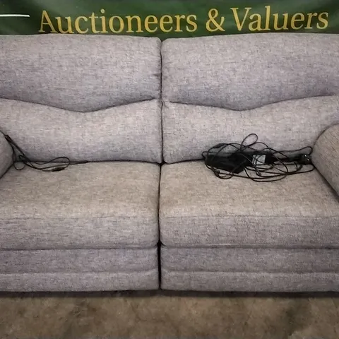 QUALITY BRITISH DESIGNED & MANUFACTURED G PLAN STRATFORD 3 SEATER POWER RECLINER SOFA REED PEWTER FABRIC