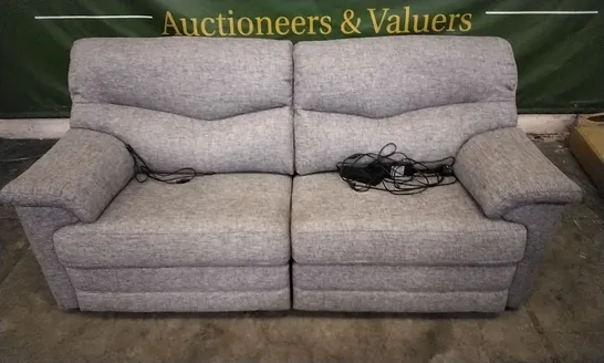 QUALITY BRITISH DESIGNED & MANUFACTURED G PLAN STRATFORD 3 SEATER POWER RECLINER SOFA REED PEWTER FABRIC