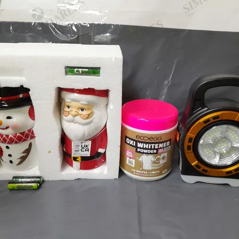 APPROXIMATELY 10 HOUSEHOLD ITEMS TO INCLUDE FESTIVE DECORATIONS, LIGHTING AND LAUNDRY POWDER