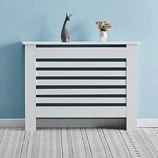 BOXED OFCASA RADIATOR COVER MEDIUM WHITE HORIZONTAL SLATTED GRILL 109CM