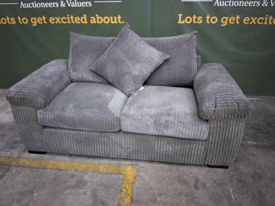 DESIGNER GREY JUMBO CHORD FIXED TWO SEATER SOFA WITH SCATTER BACK CUSHIONS 