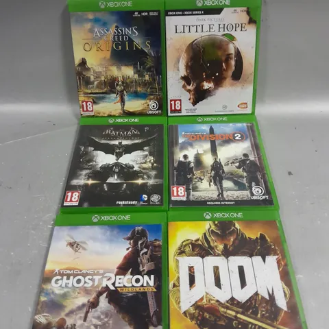 9 X ASSORTED XBOX ONE VIDEO GAMES TO INCLUDE ASSASSIN'S CREED ODYSSEY, DOOM, LITTLE HOPE ETC 