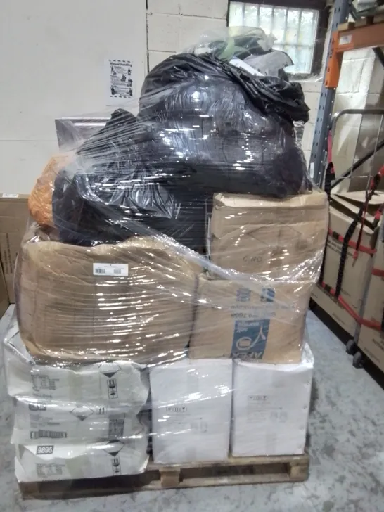 PALLET OF ASSORTED ITEMS TO INCLUDE OUTDOOR LIGHTS, CLOTHING AND HOME APPLIANCES 