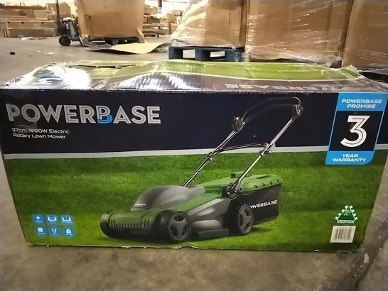 BOXED POWERBASE 37CM 1600W ELECTRIC ROTARY LAWN MOWER