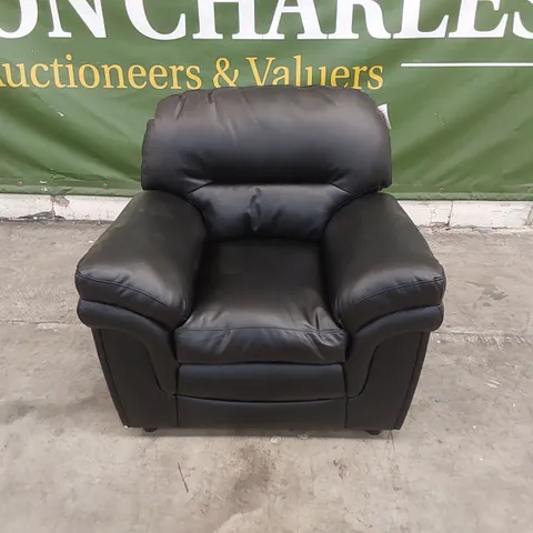 DESIGNER BLACK LEATHER ARMCHAIR 