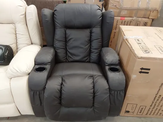 DESIGNER MANUAL RECLINING ROCKING ARMCHAIR WITH CUPHOLDERS