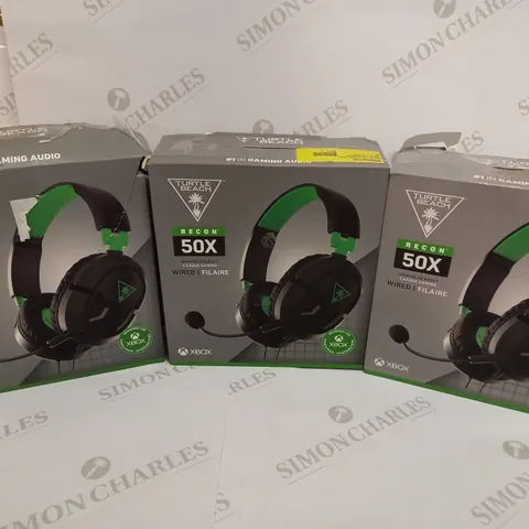 BOX OF 3 TURTLE BEACH RECON 50X WIRED GAMING HEADSETS FOR XBOX 