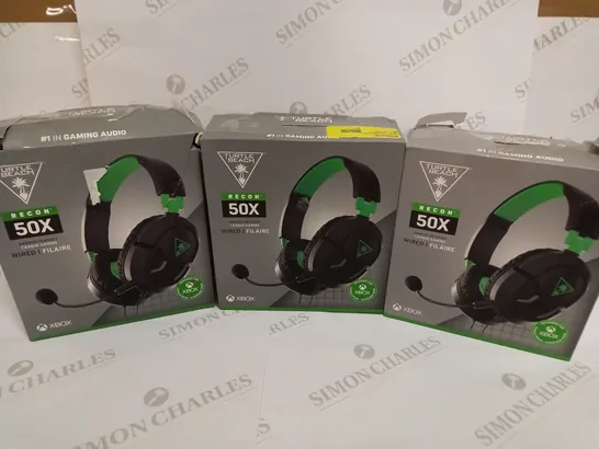 BOX OF 3 TURTLE BEACH RECON 50X WIRED GAMING HEADSETS FOR XBOX 