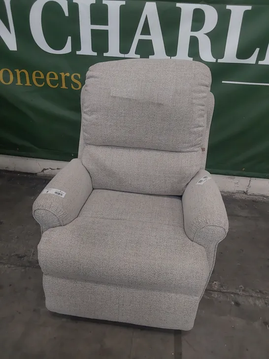 QUALITY BRITISH DESIGNER G PLAN NEWMARKET POWER RECLINING EASY CHAIR SPECKLE FAWN FABRIC 