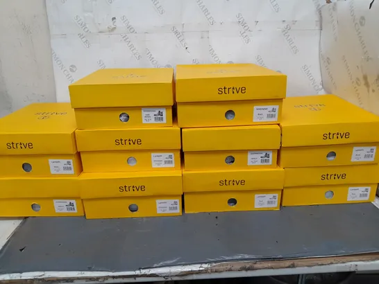 10 PAIRS OF BOXED STRIVE BOOTS IN VARIOUS SIZES AND COLOURS