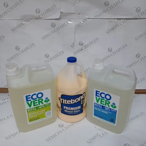 LOT OF 3 ITEMS TO INCLUDE ECOVER WASHING UP LIQUID REFILL, TITEBOND 2 PREMIUM WOOD GLUE, ECOVER NON CONCENTRATED DETERGENT REFILL