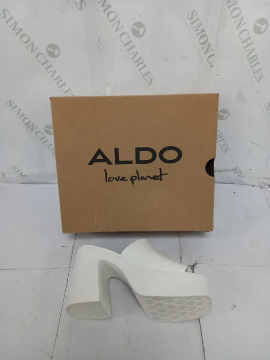 BOXED PAIR OF ALDO MAYSEE UK 4 WHITE HEELS 