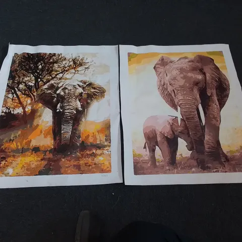 TWO ELEPHANT PAINTINGS 