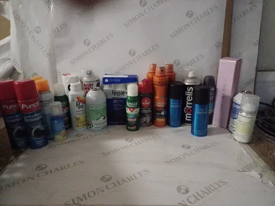 BOX OF HOUSEHOLD ITEMS TO INCLUDE LOREAL ANTI-PERSPIRANT , GARNIER INVISIBLE MIST