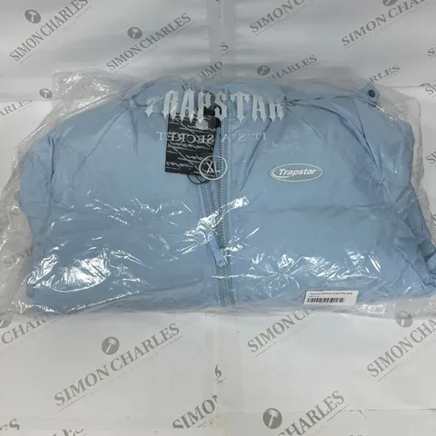 TRAPSTAR HYPERDRIVE DETACHABLE HOODED PUFFER JACKET IN BLUE SIZE XL