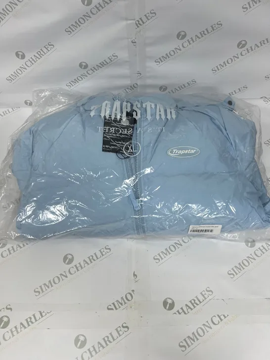 TRAPSTAR HYPERDRIVE DETACHABLE HOODED PUFFER JACKET IN BLUE SIZE XL