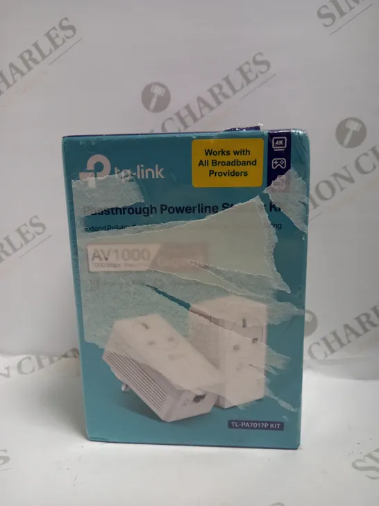 SEALED TP-LINK PASSTHROUGH POWERLINE STARTER KIT - TL-PA7019P KIT