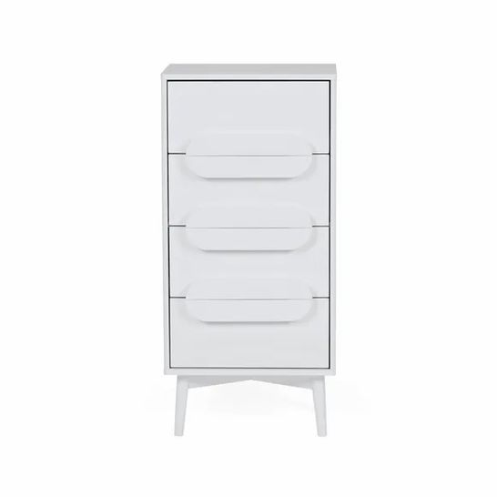 BOXED - ANDERS 4-DRAWER TALL BOY WHITE