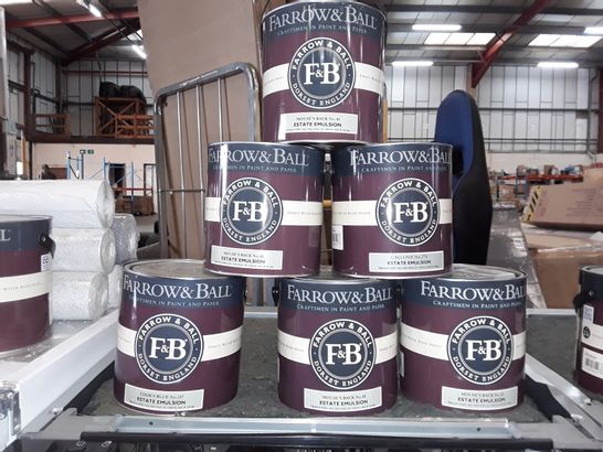 LOT OF 6 ASSORTED 2.5L TINS OF FARROW & BALL EMULSION PAINT