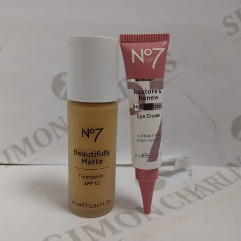 NO.7 RESTORE AND RENEW EYE CREAM (15ML) AND BEAUTIFULLY MATTE FOUNDATION (28ML)