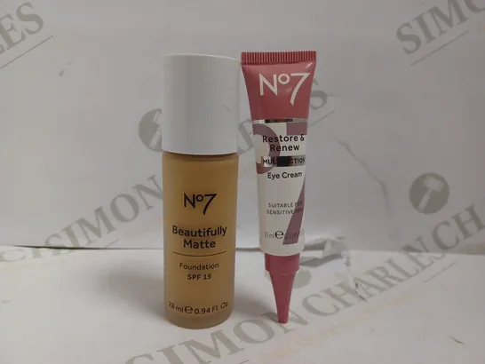 NO.7 RESTORE AND RENEW EYE CREAM (15ML) AND BEAUTIFULLY MATTE FOUNDATION (28ML)