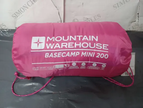 MOUNTAIN WAREHOUSE BASECAMP MINI 200 SLEEPING BAG IN PINK