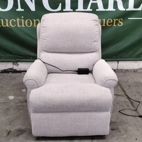 QUALITY BRITISH DESIGNER G PLAN MANUFACTURED NEWMARKET ELECTRIC RECLINER CHAIR - SPECKLE FAWN FABRIC 