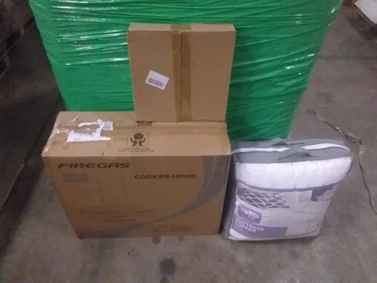 PALLET OF ASSORTED ITEMS TO INCLUDE COOKER HOODS, MATTRESS TOPPER, TOOLS, EASTER DECOR, TOYS ETC