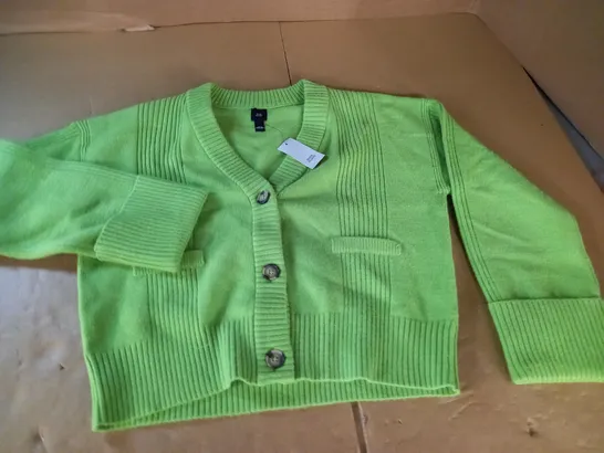 RIVER ISLAND BRIGHT GREEN CARDIGAN - M