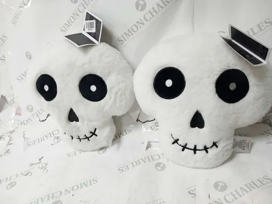 TWO BRAND NEW SLEEPDOWN SKULL CUSHIONS 28CM X 30CM