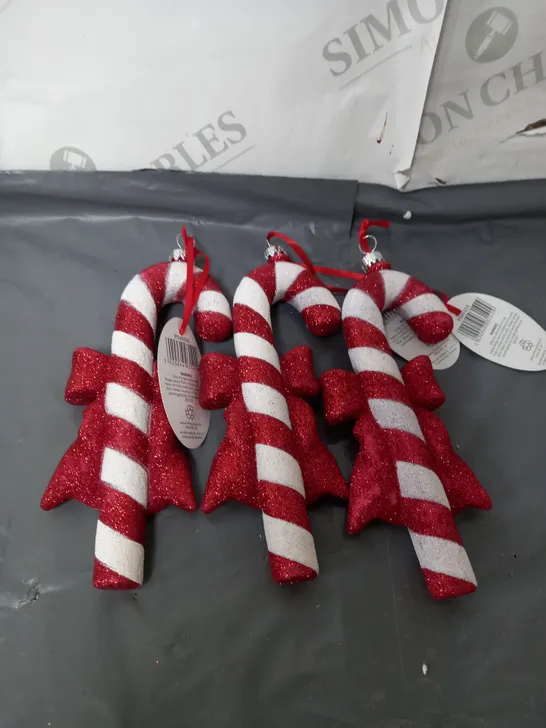 SET OF 3 CANDY CANE HANGING DECORATIONS 