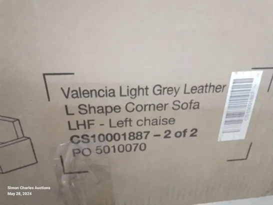 BOXED DESIGNER PALENCIA LIGHT GREY CORNER SOFA (2 BOXES)