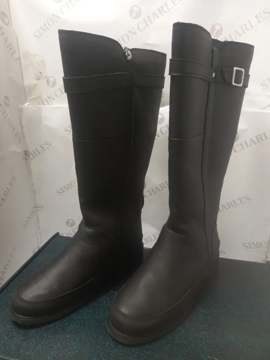 BOXED BLACK NATASHA HIGH BOOTS - SIZE 9