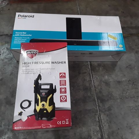 LOT OF 2 ASSORTED ITEMS TO INCLUDE AUTO DRIVE HIGH PRESSURE WASHER AND POLAROID SOUNDBAR 