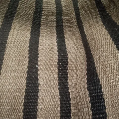 HANDWOVEN BLACK STRIPE JUTE RUG 280X190CM